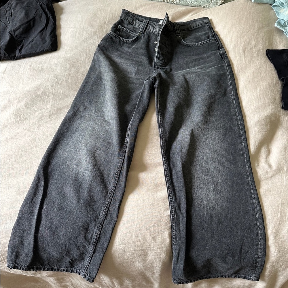 Wide leg black jeans